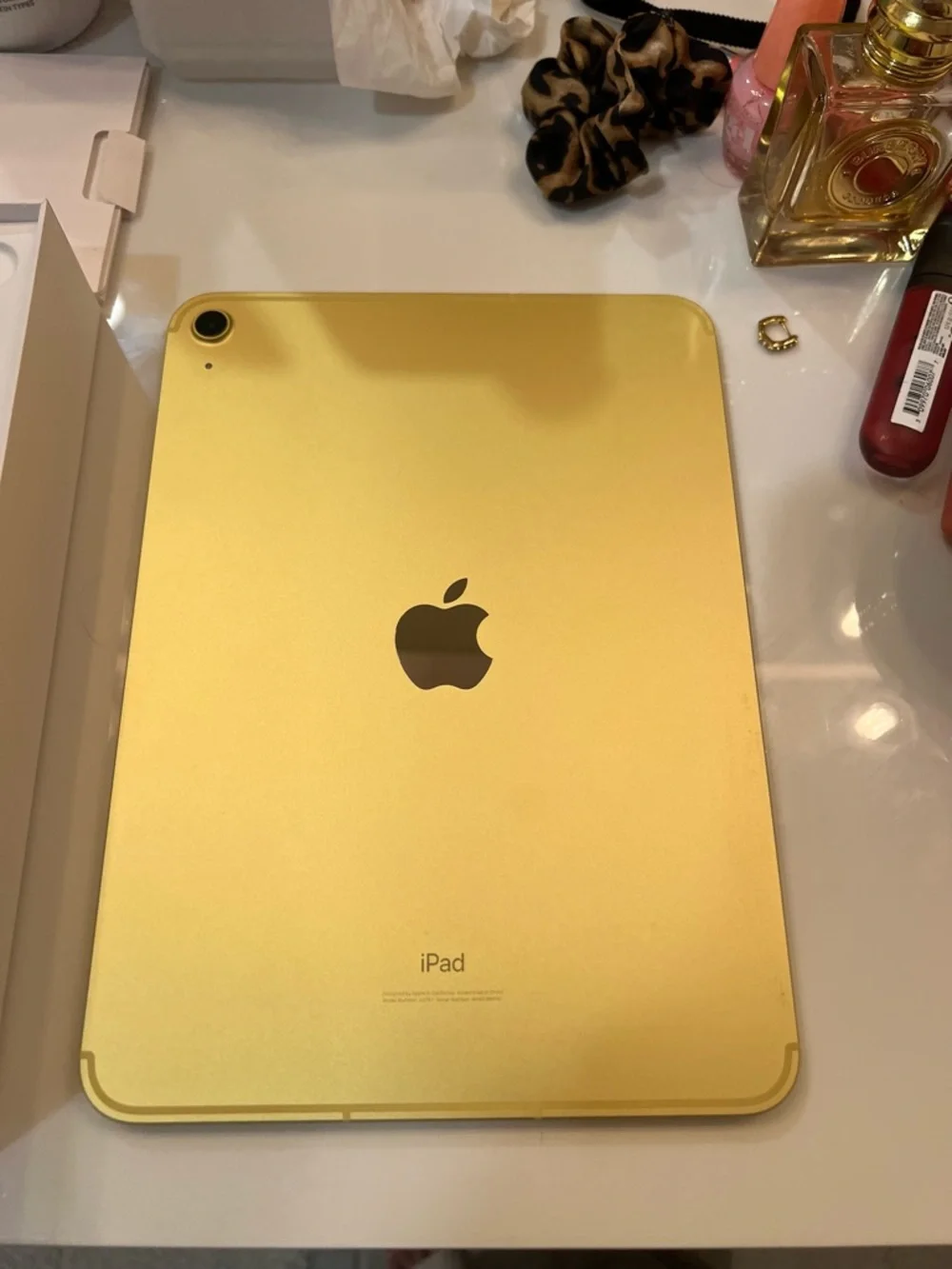 Apple Tablet with Black Front and Yellow Edge